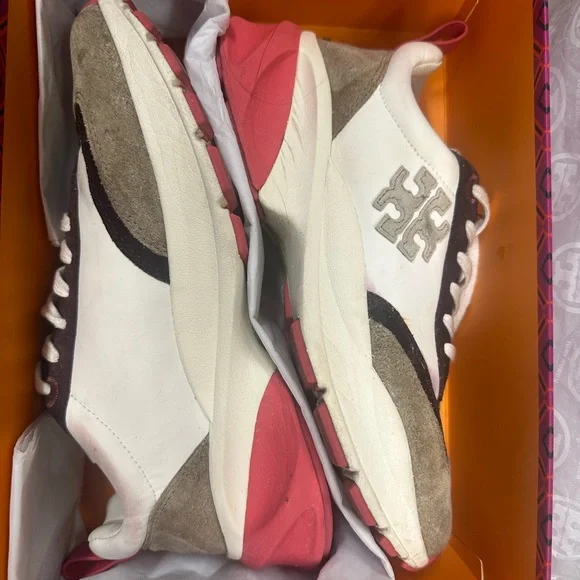 Tory Burch White, Gray & Pink Platform Sneakers - Picture 5 of 6